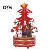 Wooden Christmas Tree Music Box Rotating Music Box Holiday Desktop Figurine for Living Room Bedroom Party Decoration