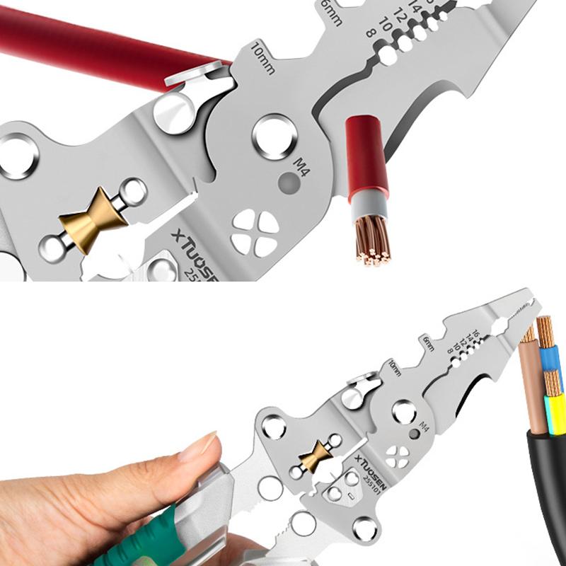 Foldalbe Wire Stripping Pliers Voltage Testing Cable Cutting Crimping Pliers Multifunctional Wire Stripper Electrician Pliers