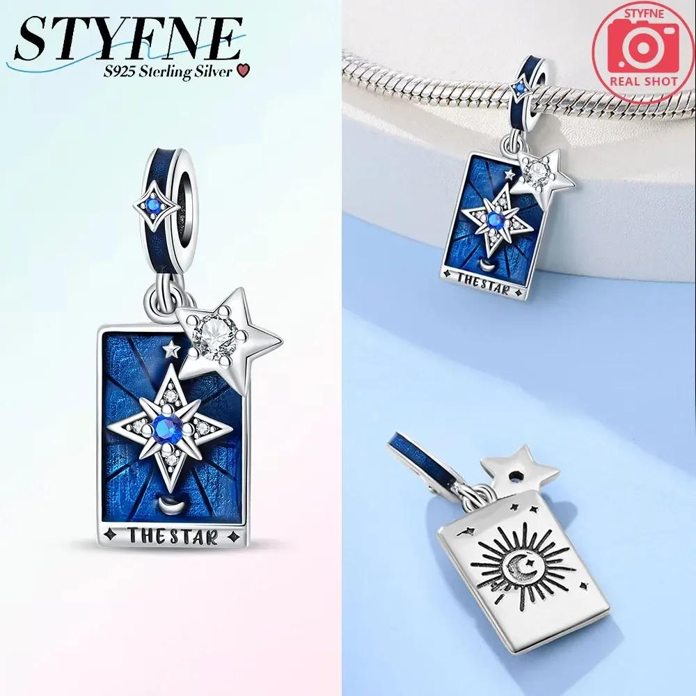 Exquisite Tarot Card Pendant Stars Moon Sun Original Copper Charms Beads Fit Bracelet Women Fine Delicate Gift Accessory Set