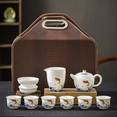 Travel Kung Fu Tea Set Suet Jade Household Light Luxury Teapot Teacup Outdoor Express Portable Travel Tea Set