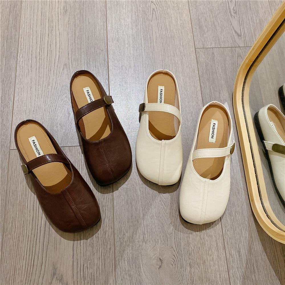 Mary Jane shoes soft sole not tired feet women's shoes bag head half slippers women's summer wear new with skirt lazy sandals
