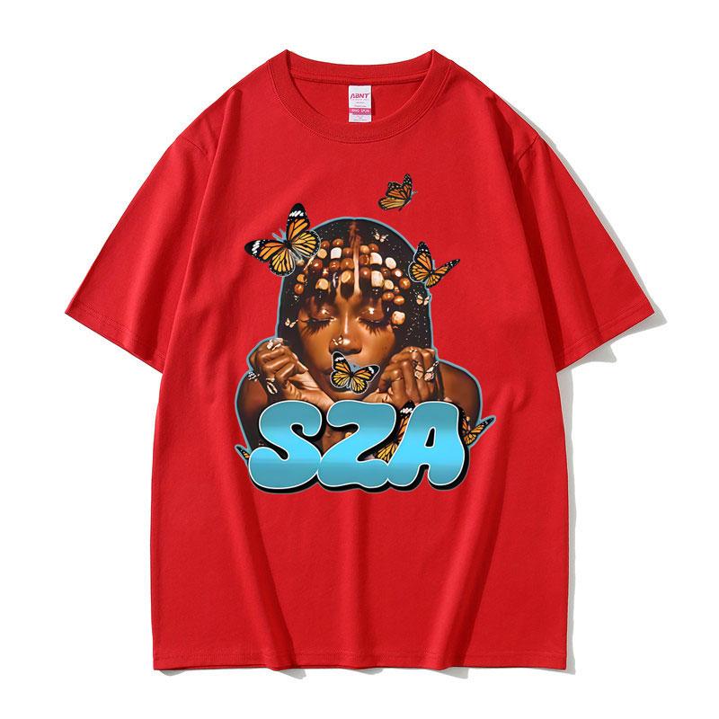 Rapper SZA Butterfly Face Graphic Tshirt Unisex Women Casual Cotton Vintage Tshirts Unisex Hip Hop Fashion Pop Music Tee Shirt S
