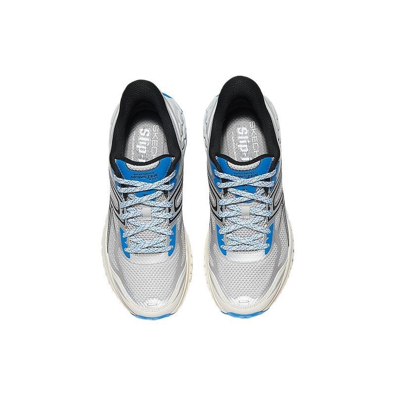 Skechers Sport Men Mesh Low Dad Shoes Silver Blue 232748-SLBL