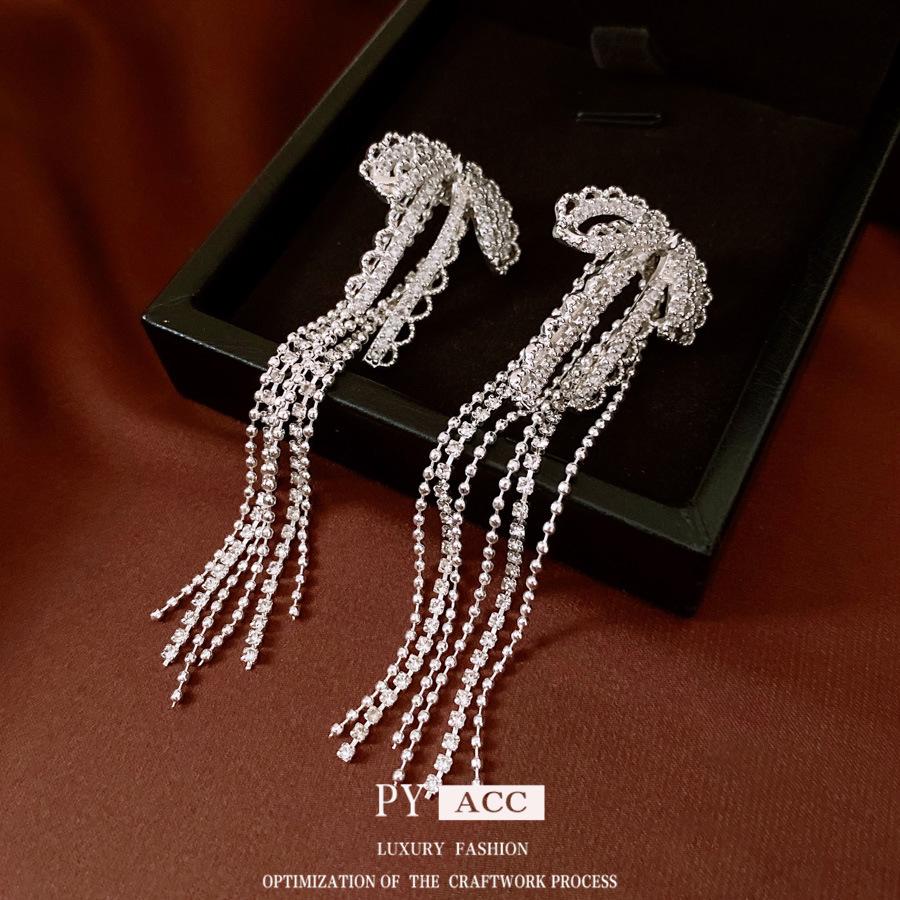 Micro-inlaid Zircon Super Fairy Temperament Sweet Stud Earrings Lace Versatile Earrings Silver Needle Exquisite Fresh Earrings