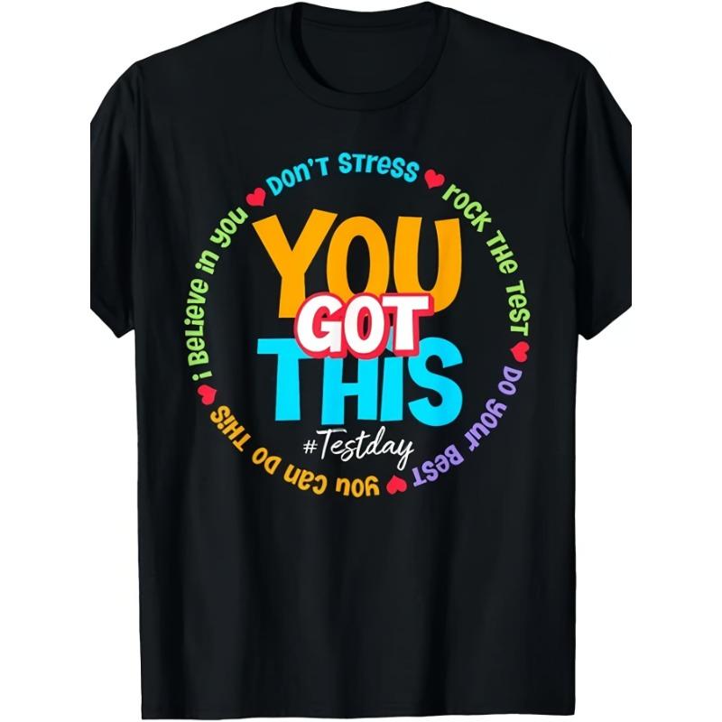 European sizes Test Day Rock The Test Teacher Testing Day You Got This T-Shirt - Heavyweight Retro Graphic Tee with Motivational Exam Quotes S чёрный