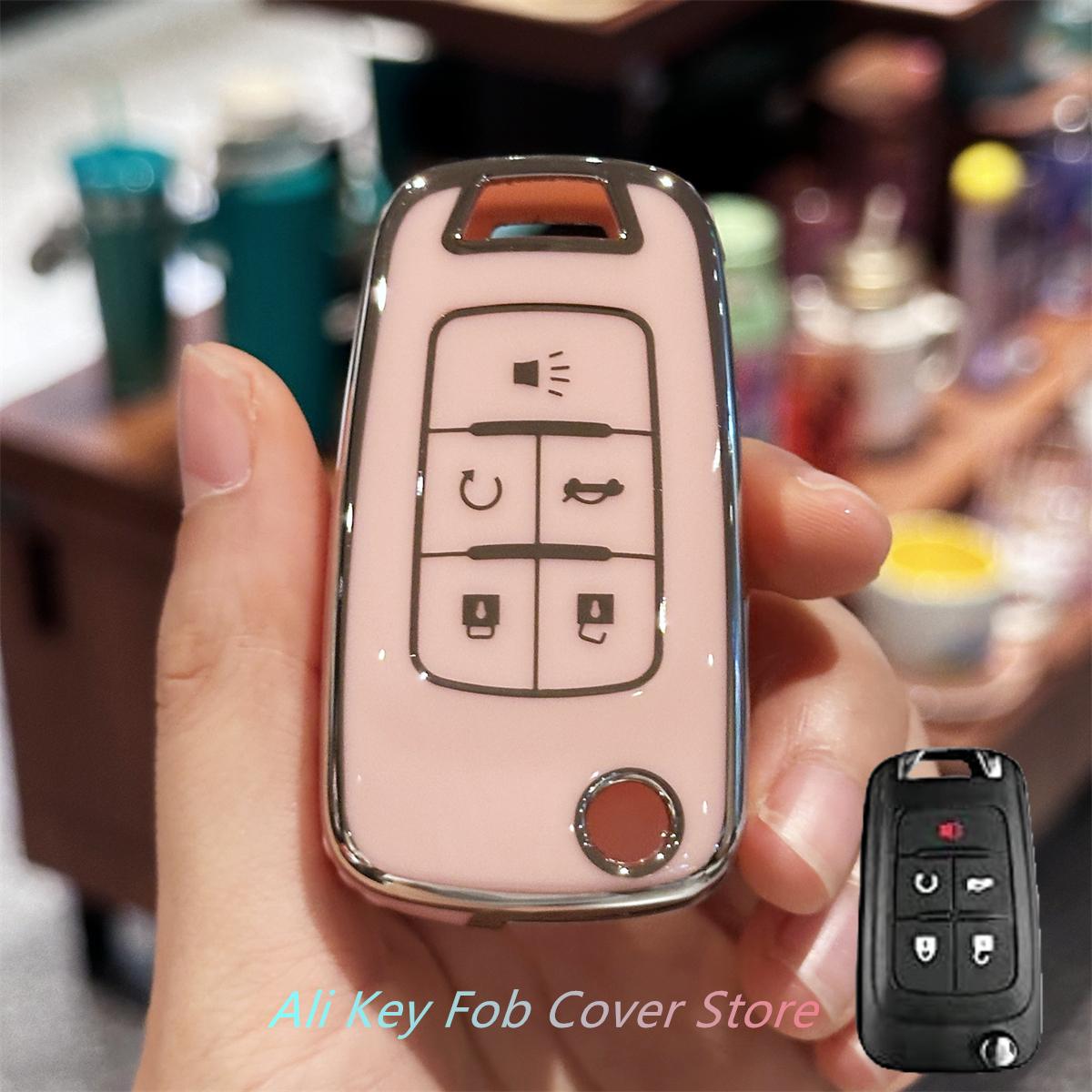 

Чехол-брелок с ремешком для ключей для Chevrolet Equinox Camaro Cruze Malibu Sonic Buick Terrain розовый