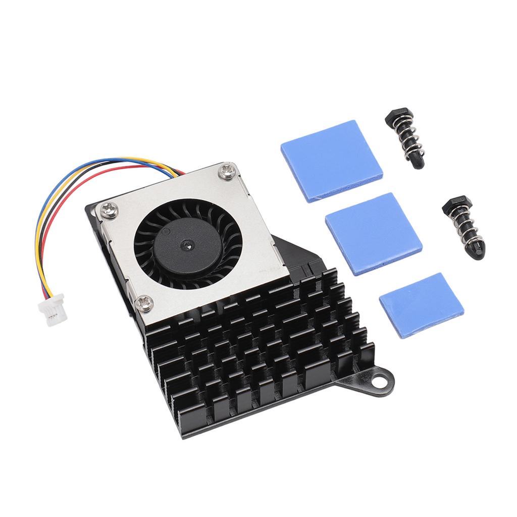 For RasPi 5 Active Cooler 4 Pin Connector Steady Running Aluminum Alloy Active Cooling Fan Black