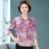 Summer Silk Printed Loose-Fit Blouse for Middle-Aged and Elderly Women, Plus Size Mulberry Silk Top