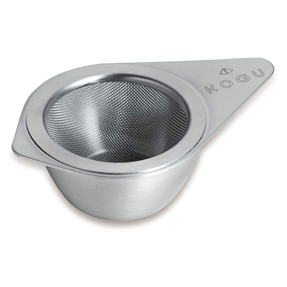 KOGU Teesieb [Hergestellt in Japan] Edelstahlsieb mit Untertasse, Perfekt für Tee und schwarzen Tee, Mattes Finish, Tsubame-Sanjo, 40637, Geschenk für