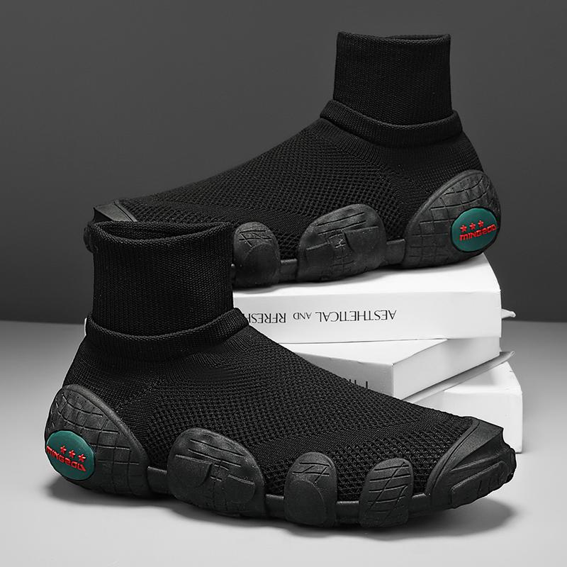 Outdoor Men Short Boots Designer Soft Casual Sneakers Breathbale Mens Socks Shoes Slip-On Flat Lightweight Walking Sport Shoes