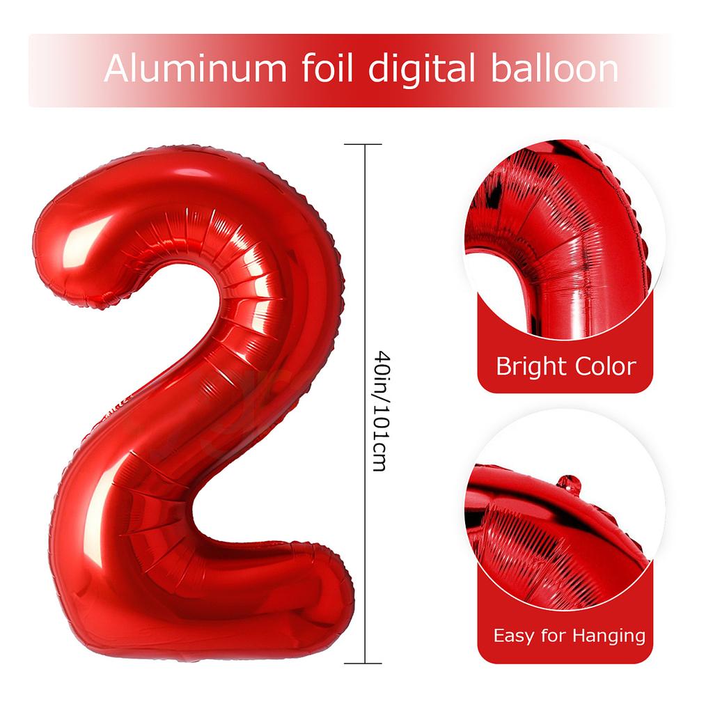 40inch Red Foil Balloons 0-9 Number Balloon Happy Birthday Wedding Party Decoration Shower Large Figures Globos