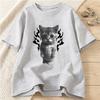 Flame Cat Vintage Graphic Print Tshirt Summer Womens Clothing Casual Fashion Funny Tops Streetwear ONeck Short Sleeve Tshirt