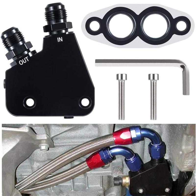 Precise For GM LS LS1 LS2 LS3 LS6 LS7 LS9 2005-2019 Corvettes C5, C6 C7 Engine Oil Cooler Adapter Kit Aluminum Adapter Block
