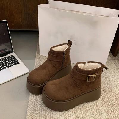 Small Snow Boots Martin Short Boots Big Head Birkenstock Thick Sole Heightening Women's Velvet Cotton Boots