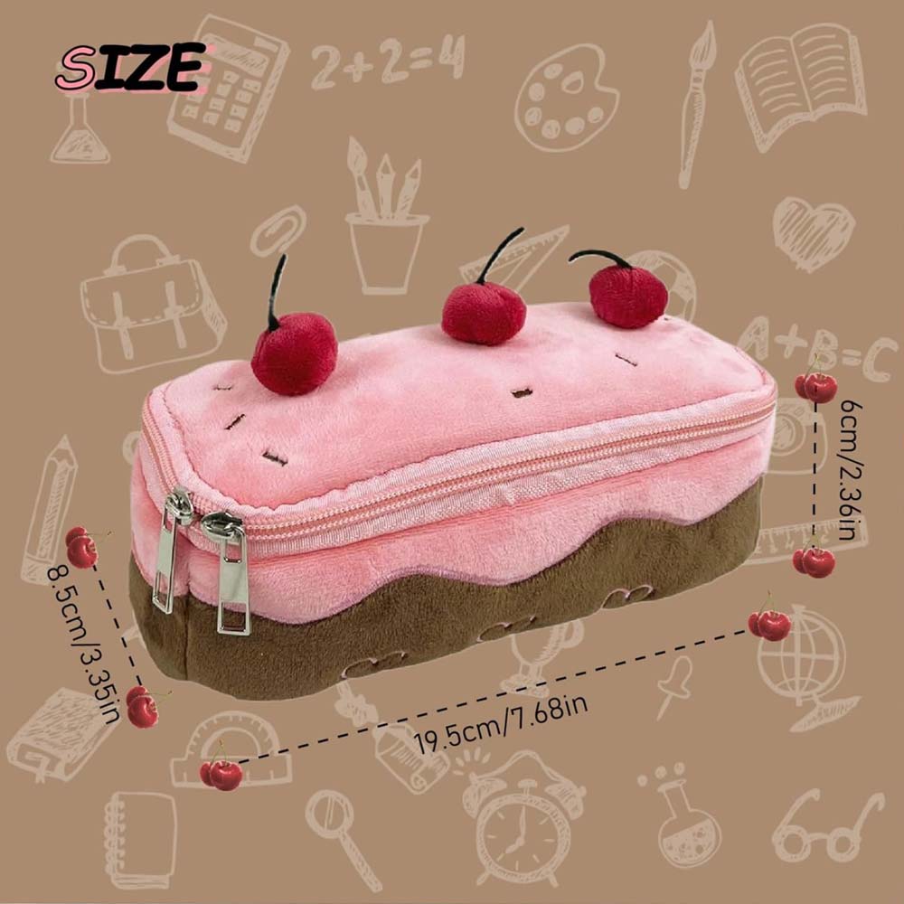 

1 шт. Милая плюшевая сумка для ручек Cherry Cake, креативная модная сумка для хранения канцелярских принадлежностей, школьные принадлежности, подходит для учебы, офиса розовый