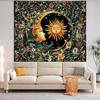 Boho Sun and Moon Tapestry Aesthetic for Bedroom, Bohemian Vintage Mandala Mystic Floral Tapestry Wall Hanging Art Decor