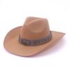 Popular summer ethnic style sunscreen hat bucket hat hard word top western cowboy straw hat
