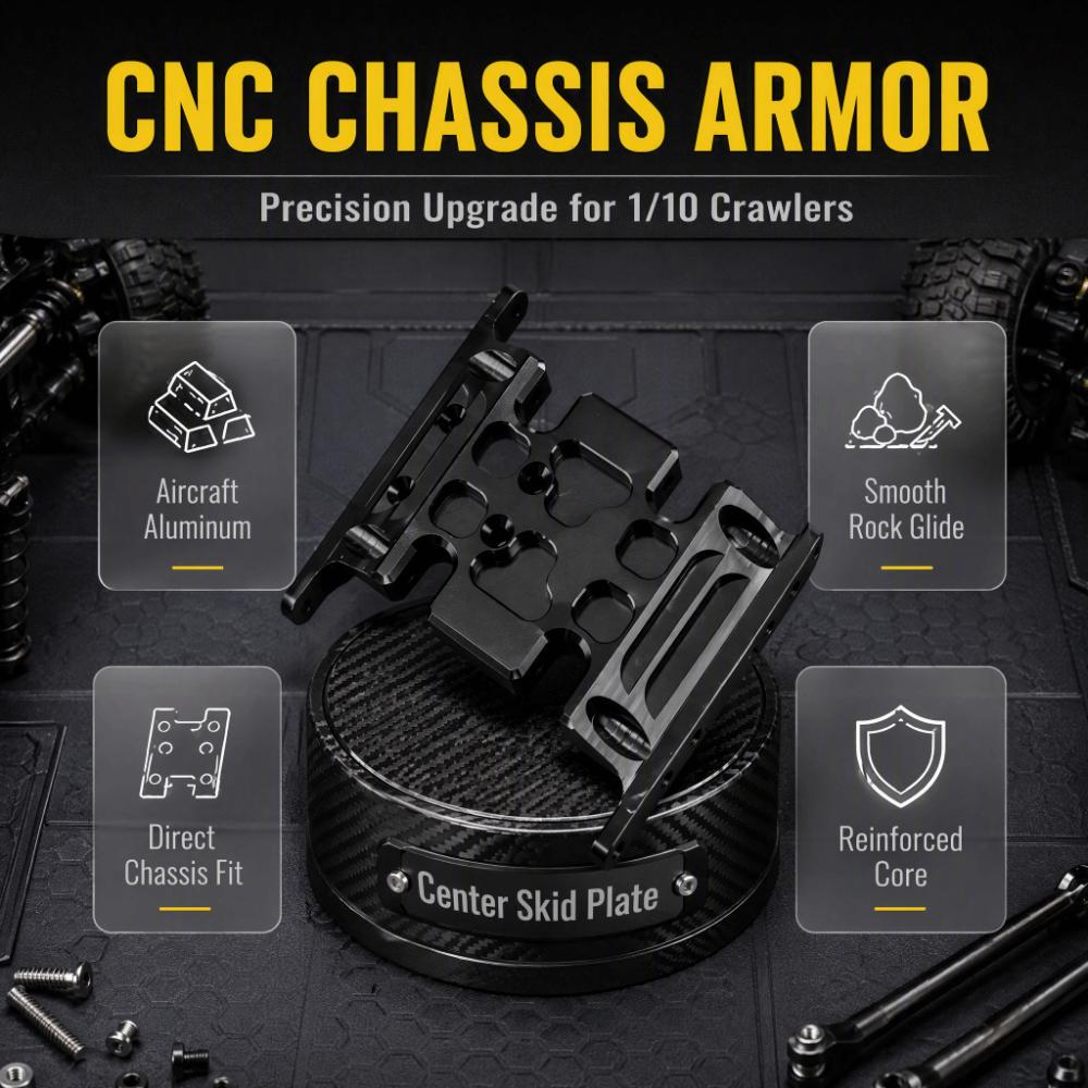 CNC Machined Skid Plate Aluminum Alloy Chassis Frame Brace Durable Gearbox Mount Trail Racing