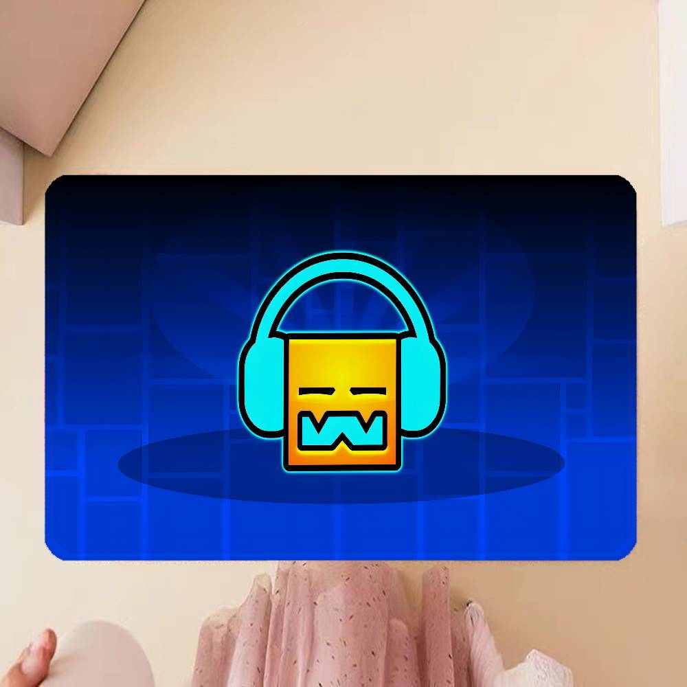 Cartoon Geometry Dash Video Game Kitchen Mat Kids Room Bedroom Decoration Balcony Anti-Slip Doormat Living Room Alfombra