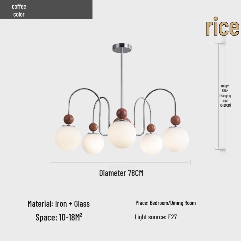 Mid-Century Minimalist Pearl Magic Bean Chandelier: French Cream Design for Living Room, Bedroom, or Restaurant Lighting.