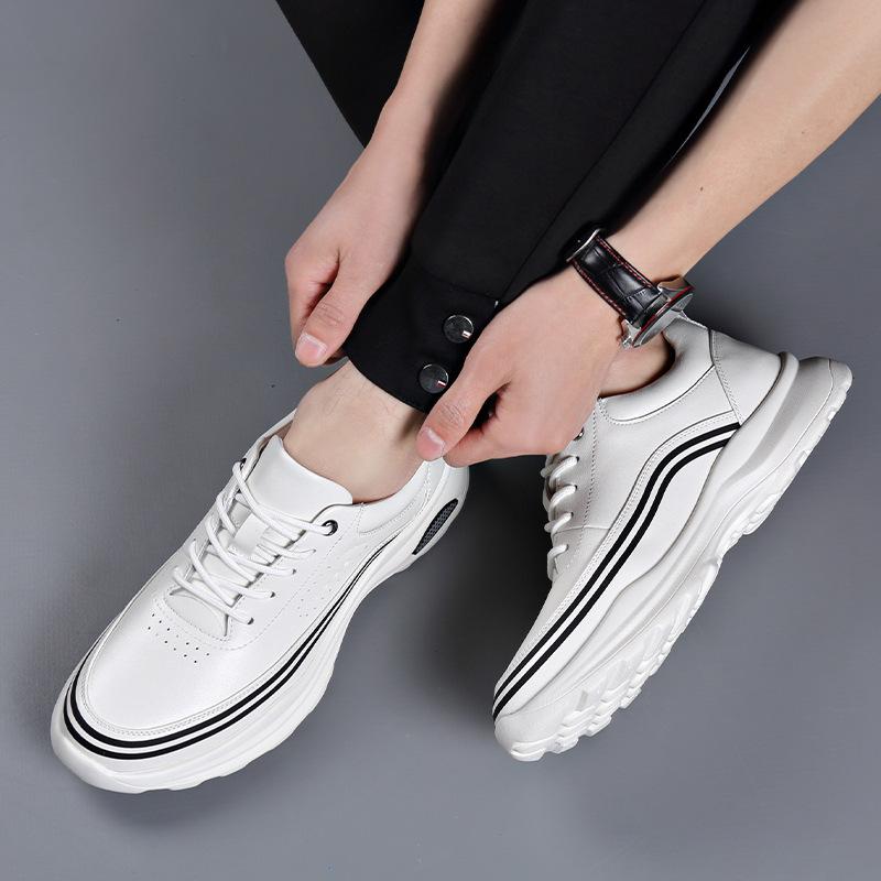 New Shoes for Men Genuine Leather Casual Shoes Sport Style Flat Skate Shoes Fashion Comfortable Sneakers