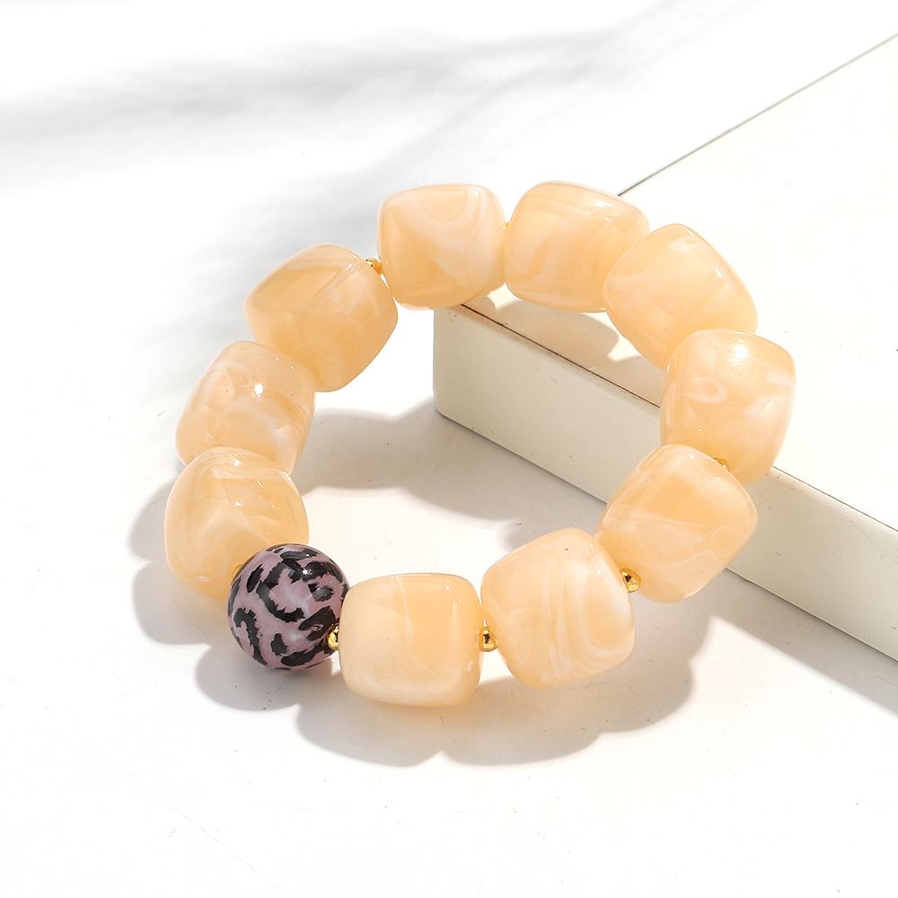 Colorful Acrylic Chunky Irregular Square Beaded Bracelet for Women Trendy Imitation Stone Resin Bracelets Fashion Jewelry Gifts