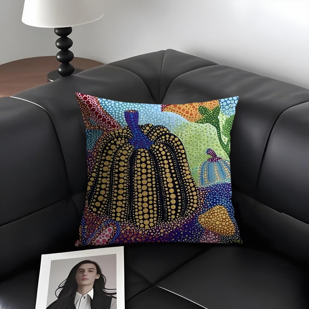 Yayoi Kusama Pumpkin Cushion Cover Natural Linen Organic Fabric DoubleSided Printing Sofa Home Decor Gift Pillow Case