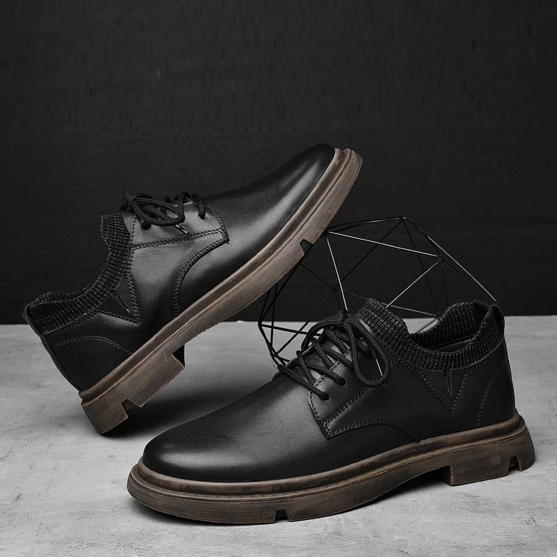Fashion High Quality Brand Men's Genuine Leather Casual Shoes Thick Soled Oxford Shoes Wear-resistant Soles Men's Outdoor Hiking Shoes
