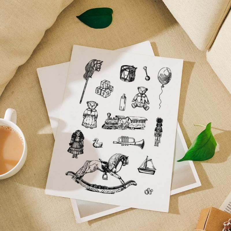 Kids Toy Theme Clear Stamps Background Silicone Stamp for Card Making Scrapbooking Journal Planner Album Decoration