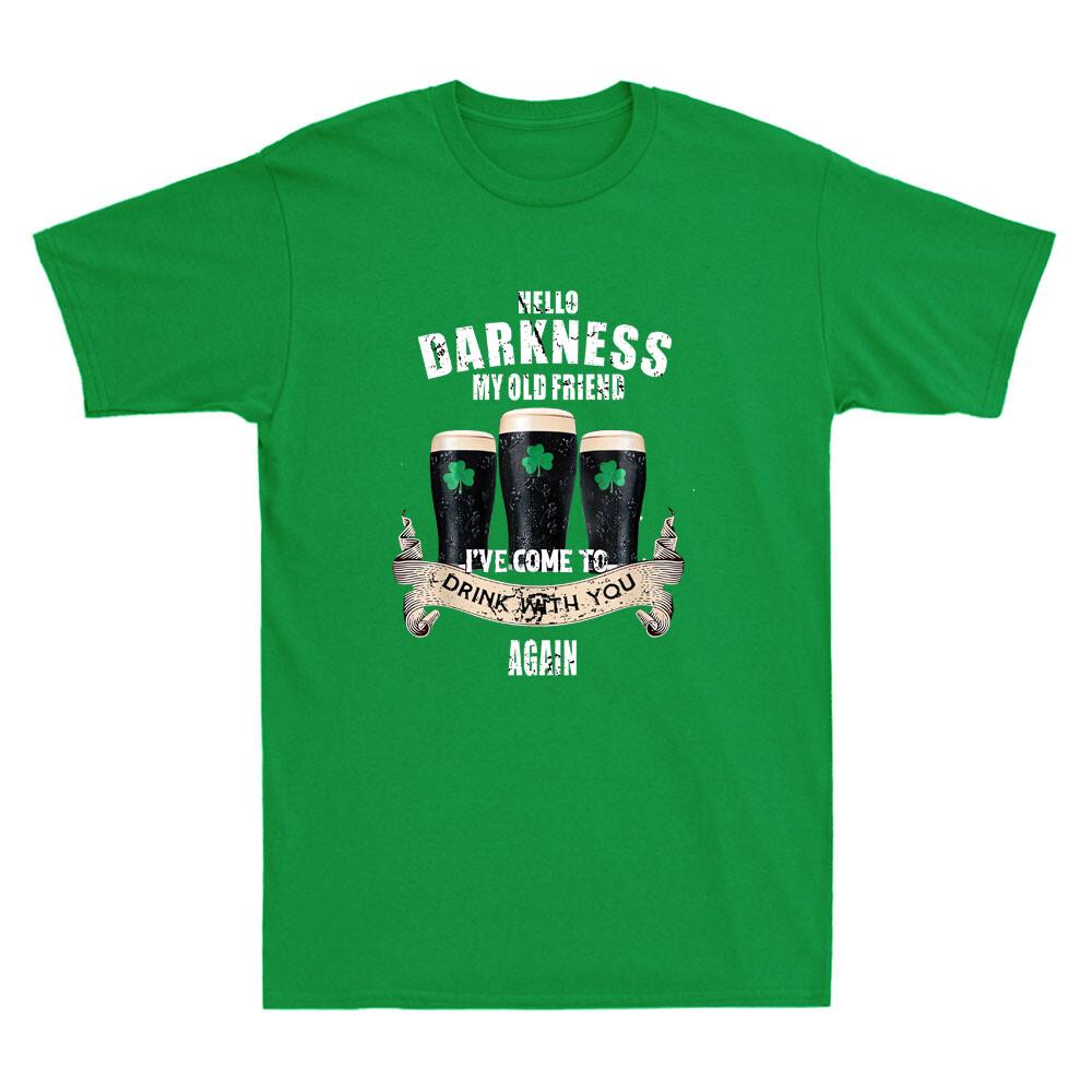 Irish Hello Darkness My Old Friend Funny Drink Patrick Day Vintage Men s T-Shirt XXXXL