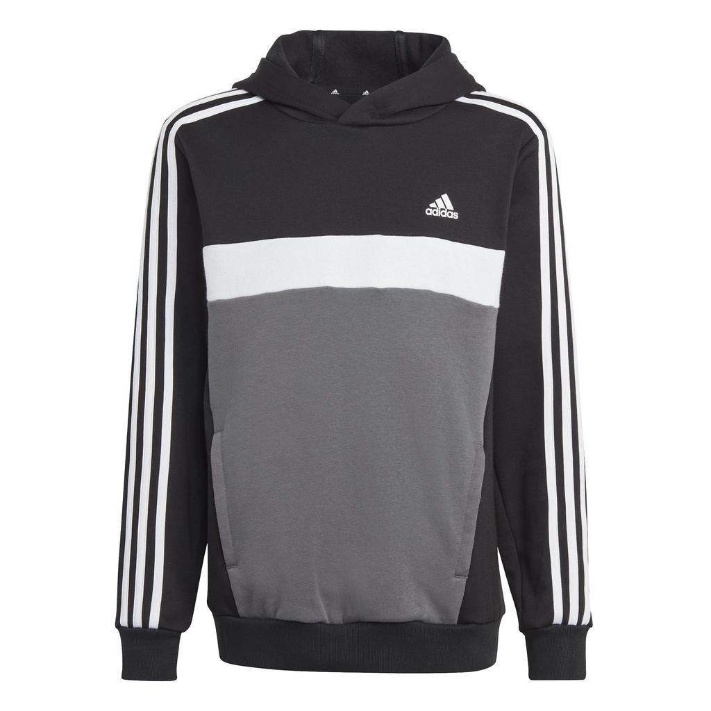Adidas Essentials Tiberio Five Size 140 Kids' 3-Stripes Hoodie, Unisex, DTP54, Black/White/Grey (IJ8728),