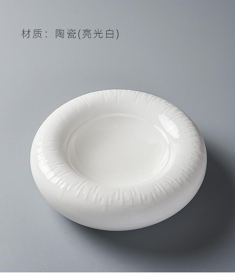 BRWhite Izolująca Płyta Dwustronna Talerz Serwowania Ceramiczny Okrągły Gruba Talerz do Zupy Naczynie na Przekąski Danie z Łososia Naczynia RestauracyjneEY
