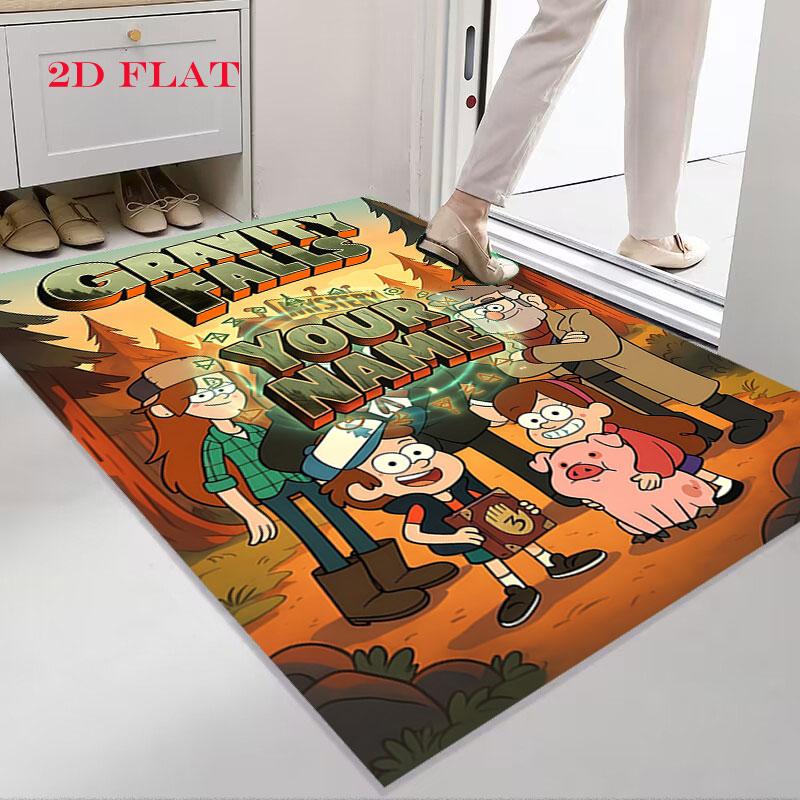 Benutzerdefinierter Gravity Falls Teppich für Wohnzimmer, Schlafzimmer, Zuhause, Sofadekoration, rutschfeste Bodenmatte für Kinder zum Spielen