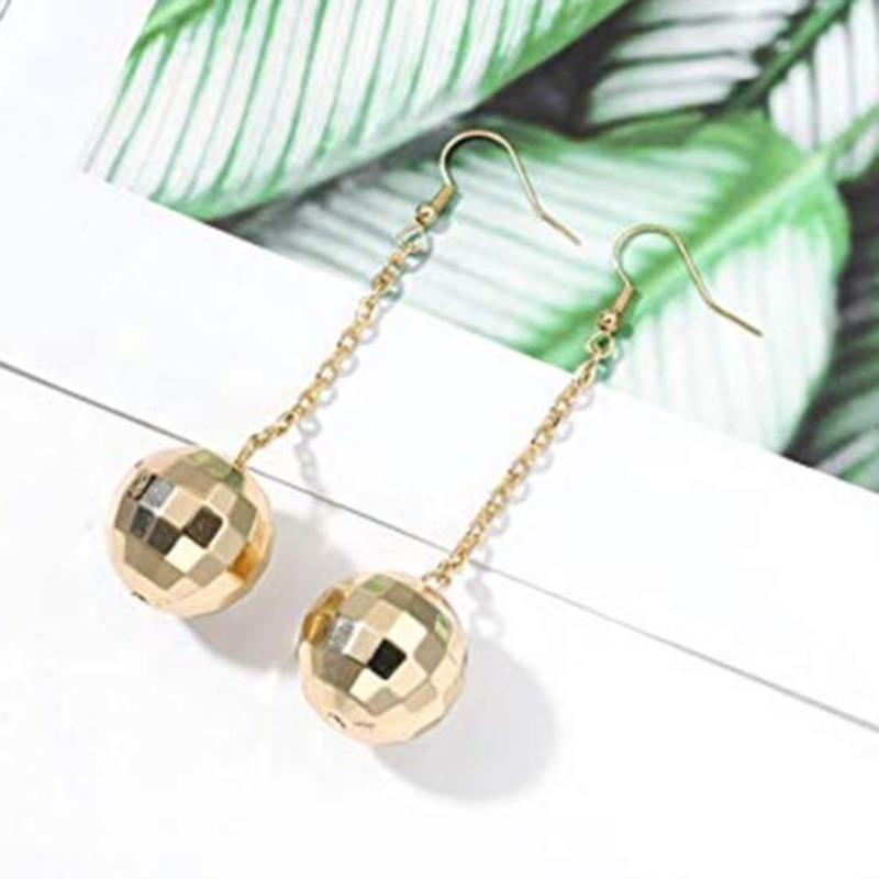 Women Disco Ball Tassel Long Dangle Hook Earrings Party Jewelry Gift