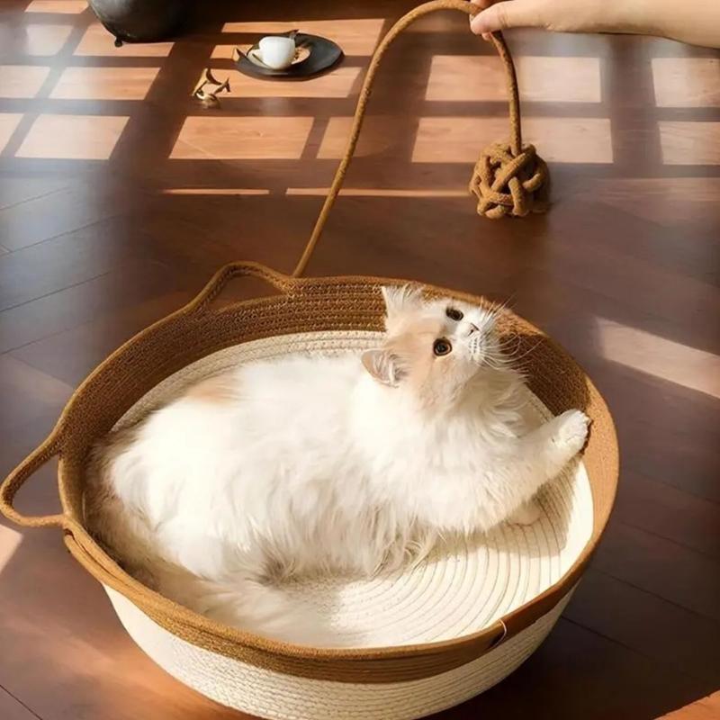 Cats Play Basket Bed Stylish Nest for Small Puppy Kittens Cartoon Kittens Mat Pet Bed Scratch Resistant for Household