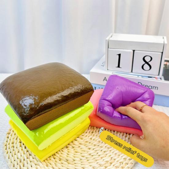 Sticky Toast Toy Slow Rebound Bread Stress Toy Tricky Funny Squeeze Toy Realistic Design Anxiety Relief Gift for Adults
