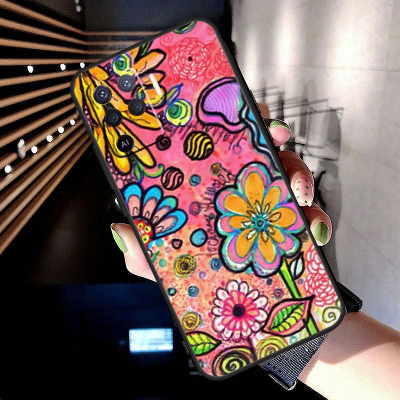 70s hippie  Psychedelic floral flowers Case For Oppo A38 A18 A78 A98 A58 A60 A80 A96 A76 A16 A94 A74 A54 A15 A17 A57 A77 A5 Pro