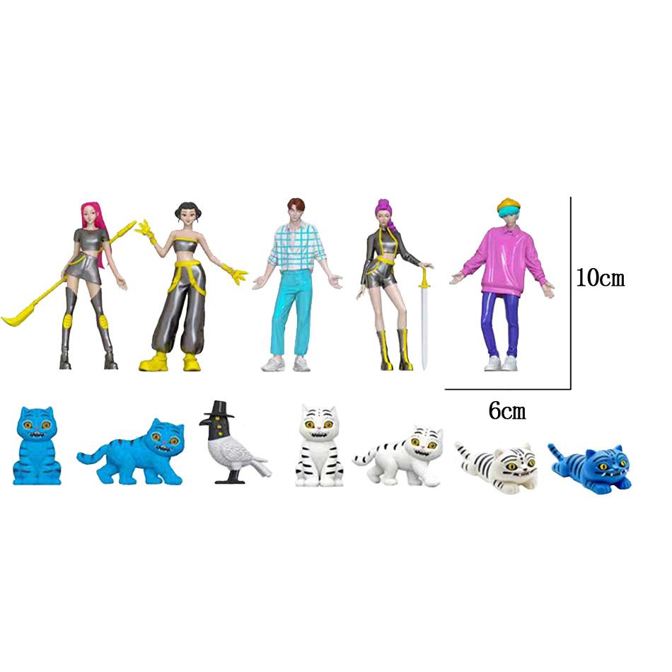 Kpop Demons Hunters Figure, Tiger Rumi, Mira Zoey, Tiger Figurine Toy, Hunt Girl Group Statue for Fans Gift,