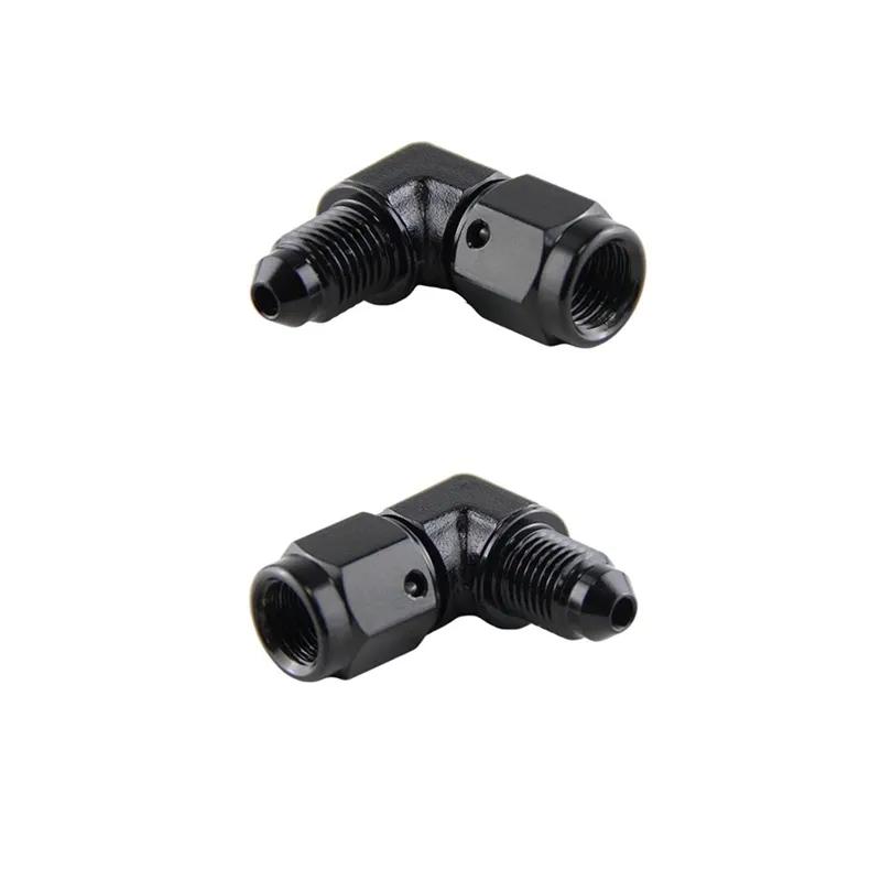 2 STK AN3 AN4 AN6 AN8 AN10 AN12 Hun til 3AN-12AN Hann 90 Graders Flare Svingbar Slangekobling Adapter Svart Aluminium Anodisert