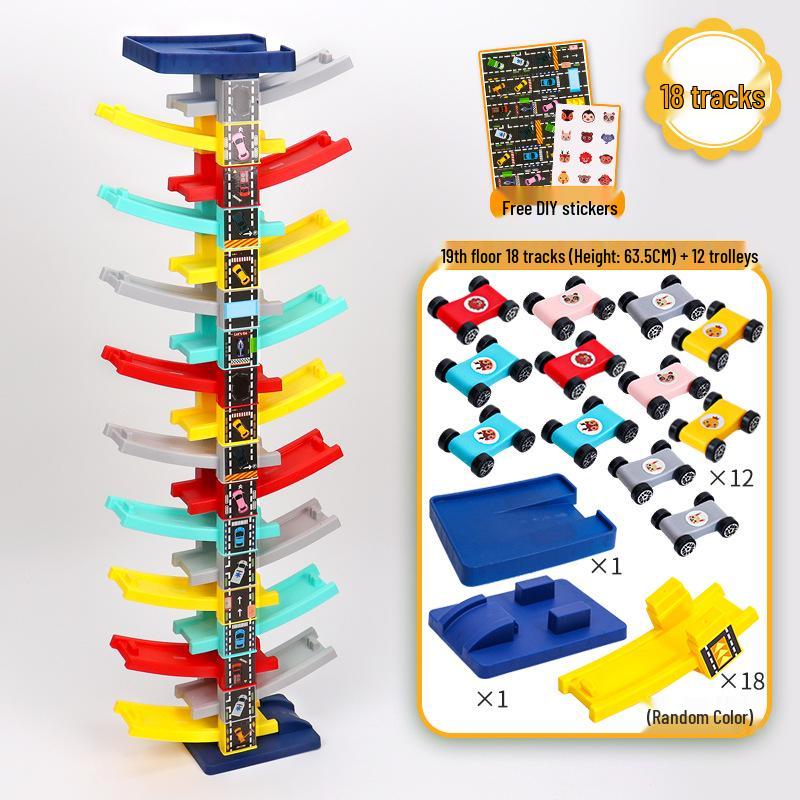 Multi-Layer Educational Inertial Gliding Track Toy Car for Kids Aged 3-6