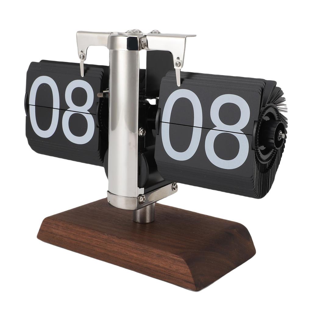 Flip Desk Clock Vintage Large Number 24 Hours Auto Flip Down Mechanical Clock for Home Living Room