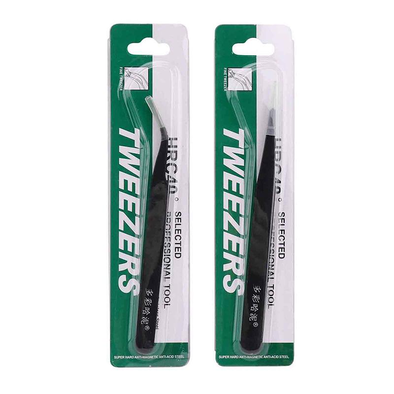 1/2Pcs Anti-Static Metal Tweezers Set Pointed Curved Tweezer Precision Maintenance Industrial Tool Electronics Repair Tools