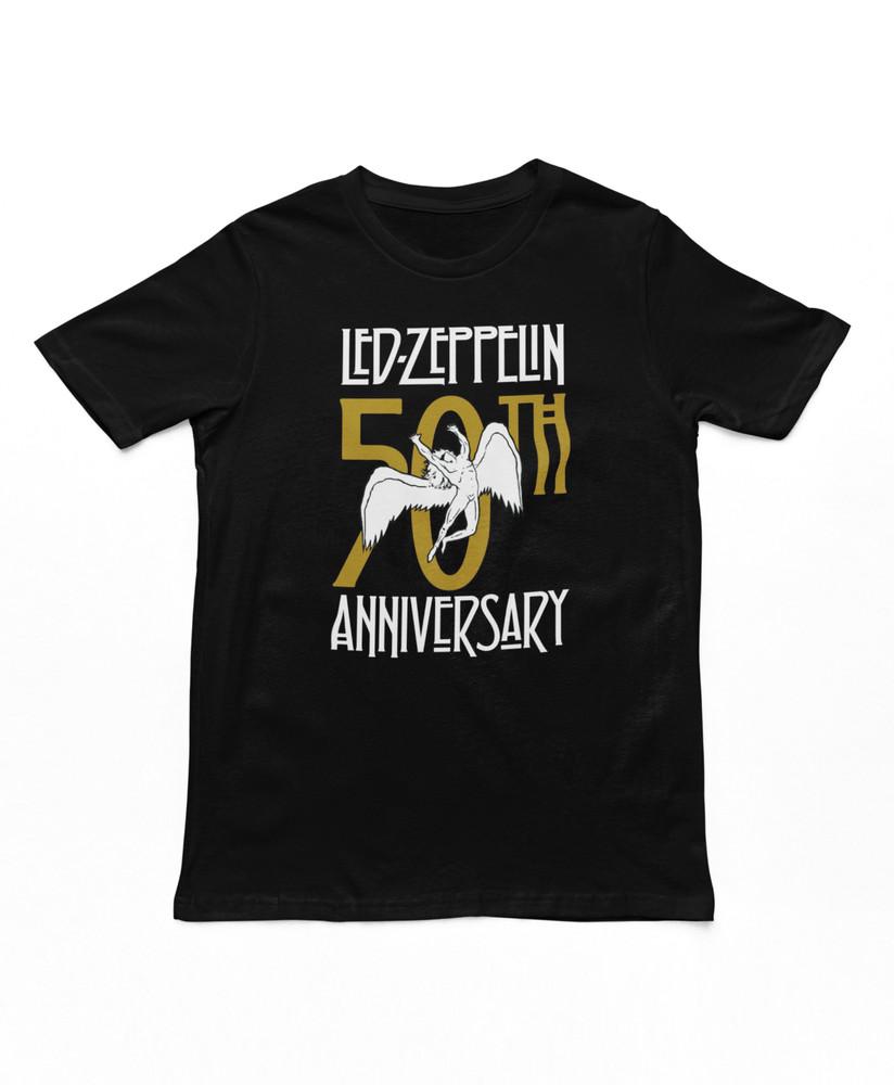 

Led Zeppelin 50-летие Мужская футболка Музыка Классический рок-группа Футболка Новая Черная Унисекс Футболка XL