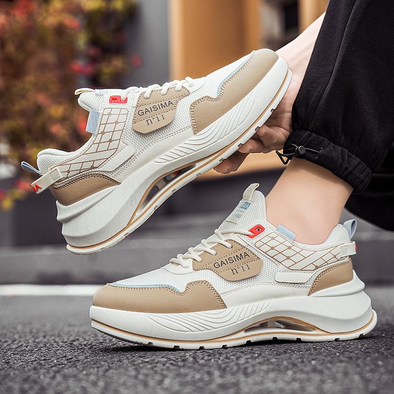 Men Casual Sneakers Board Shoes Outdoor Walking Fashion Mesh Breathable 2025 Trendy Shoe Thick Soled Comfort Male Footwear