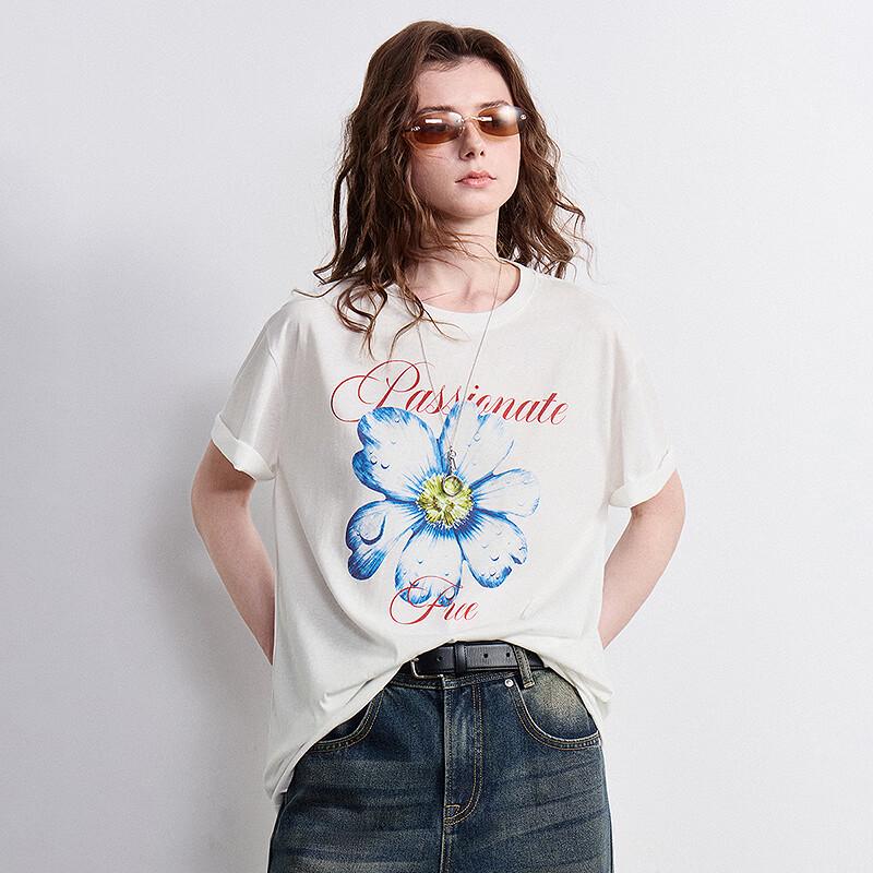 Chuyu Women's Power Series 2026 Summer Round Neck Printed T-shirt