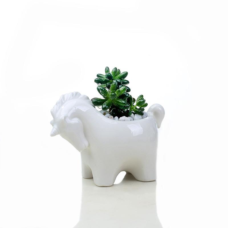 Cartoon Unicorn Ceramic Flower Pot Succulent Pot Planter Desktop Ornaments Art Vase Home Decoration Plant Pot Gardening Pot