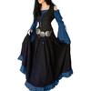 Middeleeuwse Hof-Geïnspireerde One-Shoulder Veterjurk met Klokmouwen