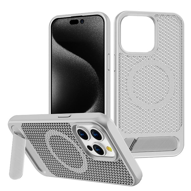 Applicable to Apple 16pro bracket mobile phone case honeycomb heat dissipation grid Huawei mate70pro magnetic mobile phone case