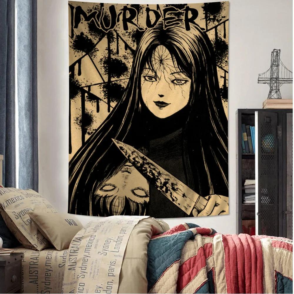 Junji Ito Wiszący Boho Gobelin Wiszący Tarot Hippisowskie Dywany Ścienne Akademik Wystrój Domu
