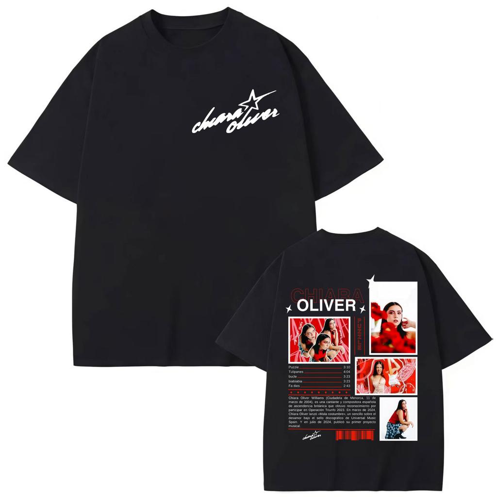 Cantante Chiara Oliver Camisetas Gráficas de Álbum Streetwear Moda Y2k Camiseta de Manga Corta Hombres Mujeres Camisetas de Algodón Holgadas